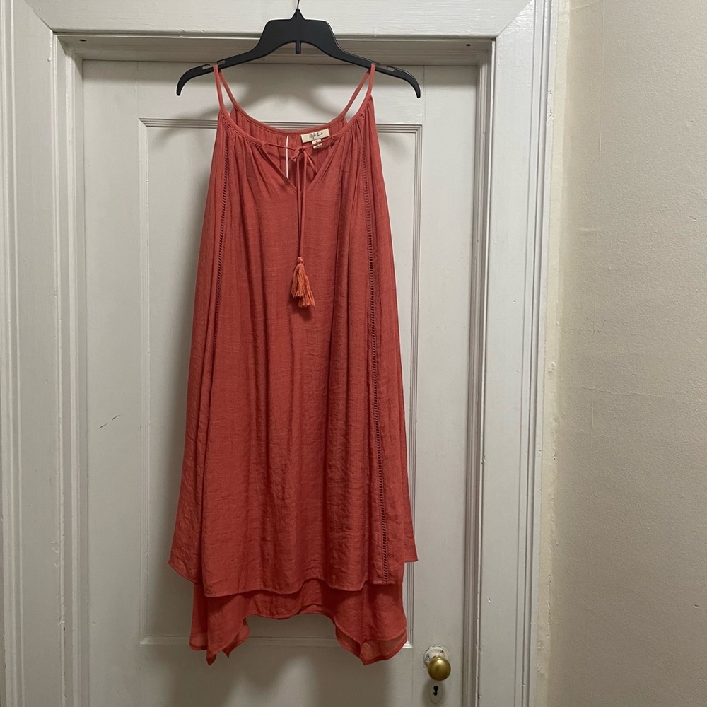 Style & Co. Orange Asymmetrical Tie Front Camisole Dress